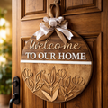 Welcome To Our Home Natural Wood Door Sign