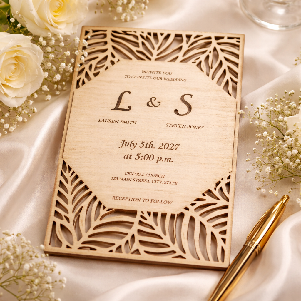 Handcrafted Wood Wedding Invitations