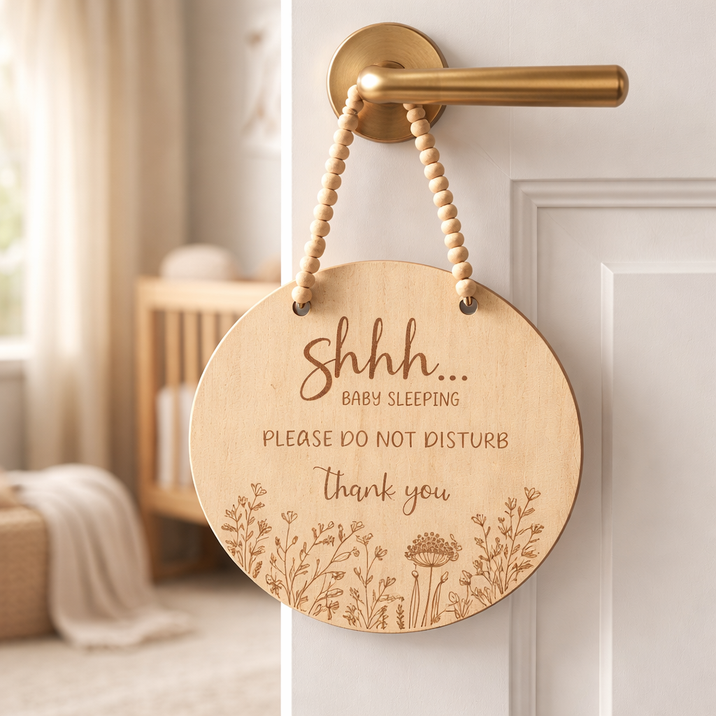 'Shhh' Baby Sleeping Round Door Hanger