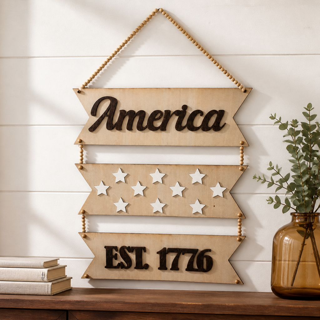 Natural 4th of July Plaque