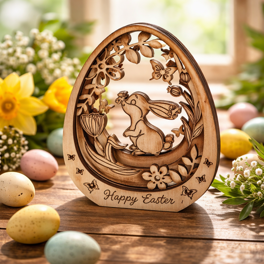 3D Bunny with Butterfly Egg Figure