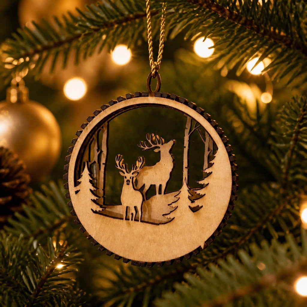 3D Handcrafted Wood Christmas Ornaments