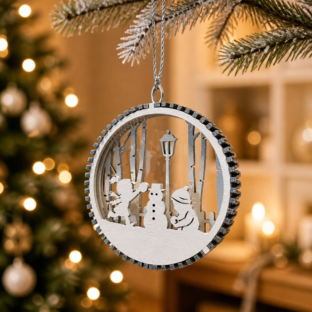 3D Handcrafted Wood Christmas Ornaments