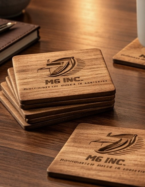 Handcrafted Custom Logo Wood Coasters