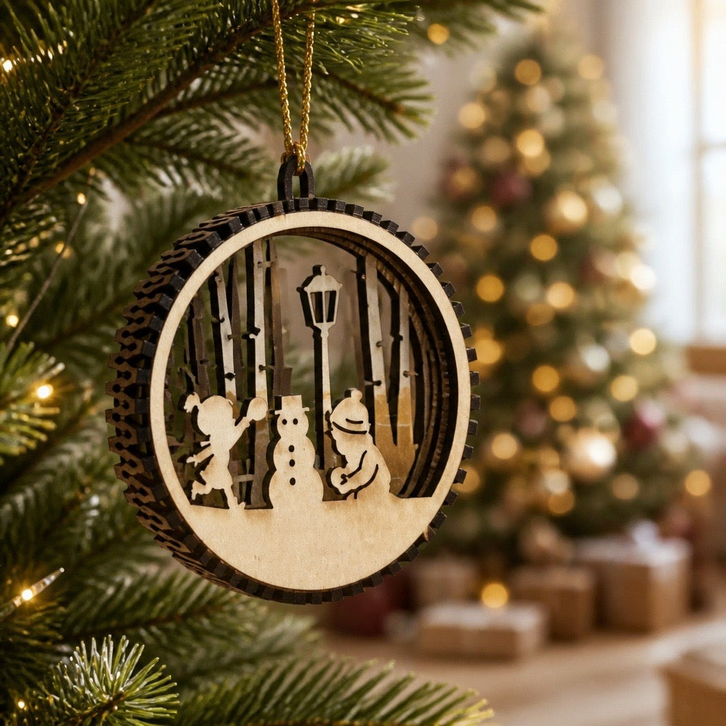 3D Handcrafted Wood Christmas Ornaments