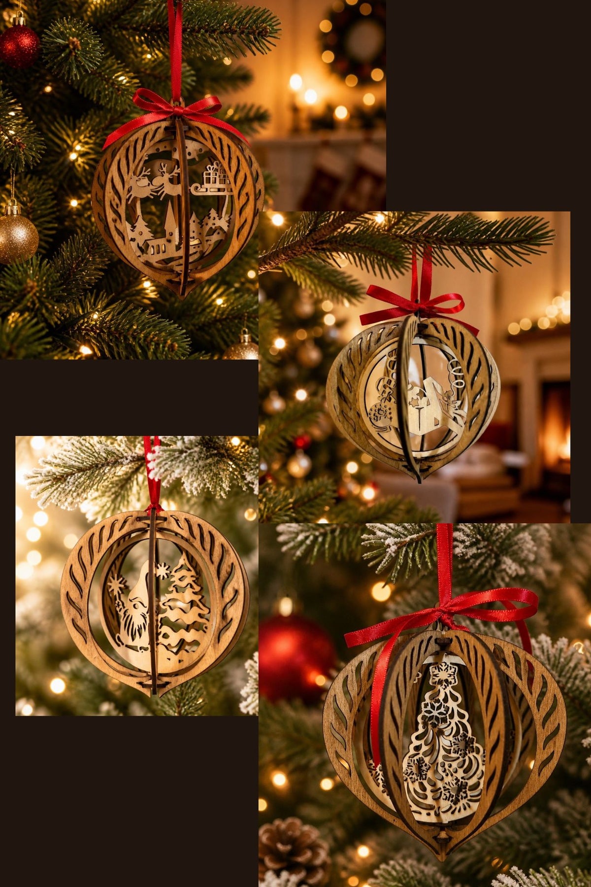 Spinning Wooden Ornaments Collection