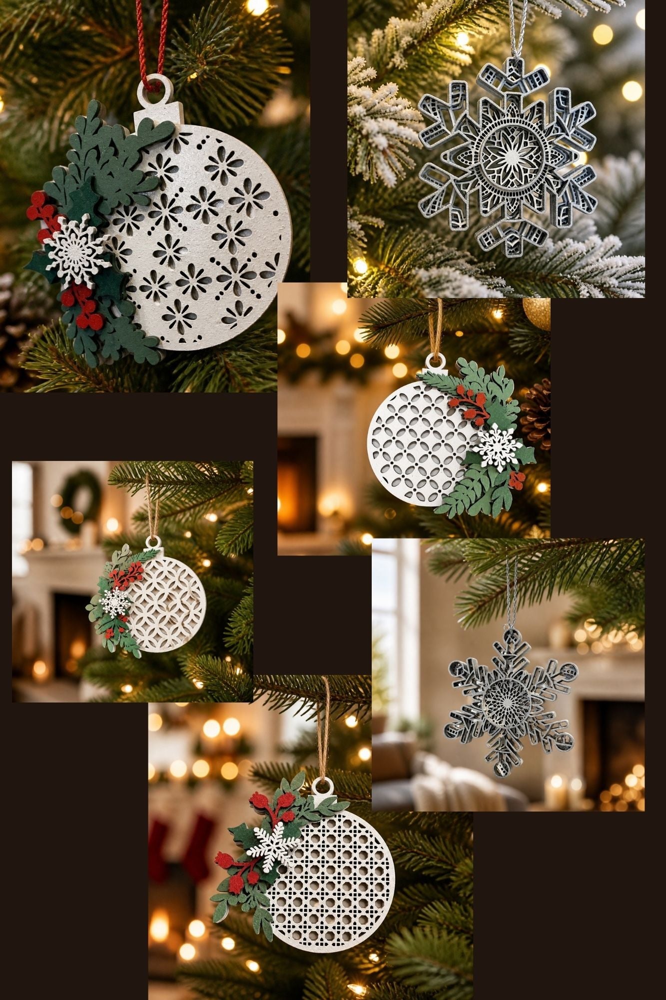 Handcrafted Layered Wood Ornaments