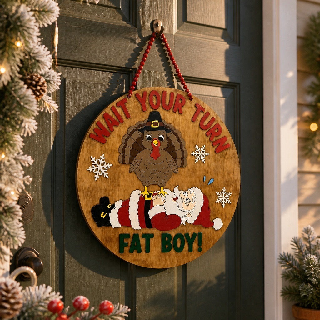 Wait Your Turn Fatboy Door Sign