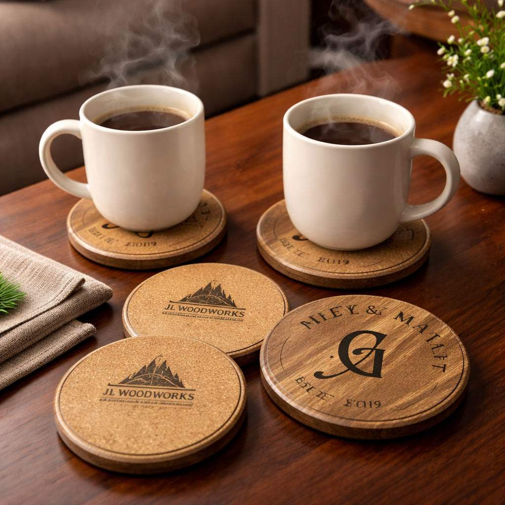 Handcrafted Custom Logo Wood Coasters