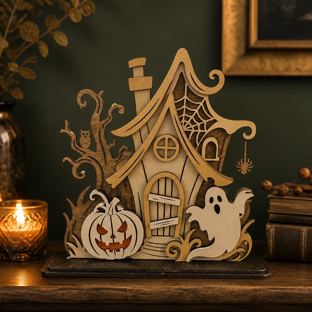 Haunted Houses Village Shelf Plaques