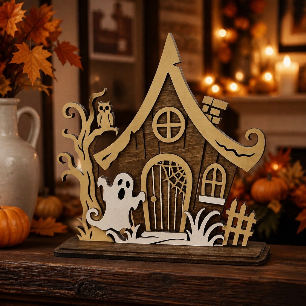 Haunted Houses Village Shelf Plaques