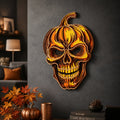 Scary Pumpkin Skull Wall Plaque