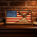 American Flag with Eagle Plaque