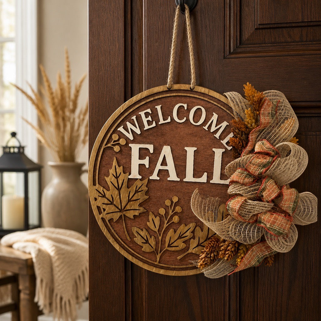 Seasonal 'Welcome Fall' Door Plaque