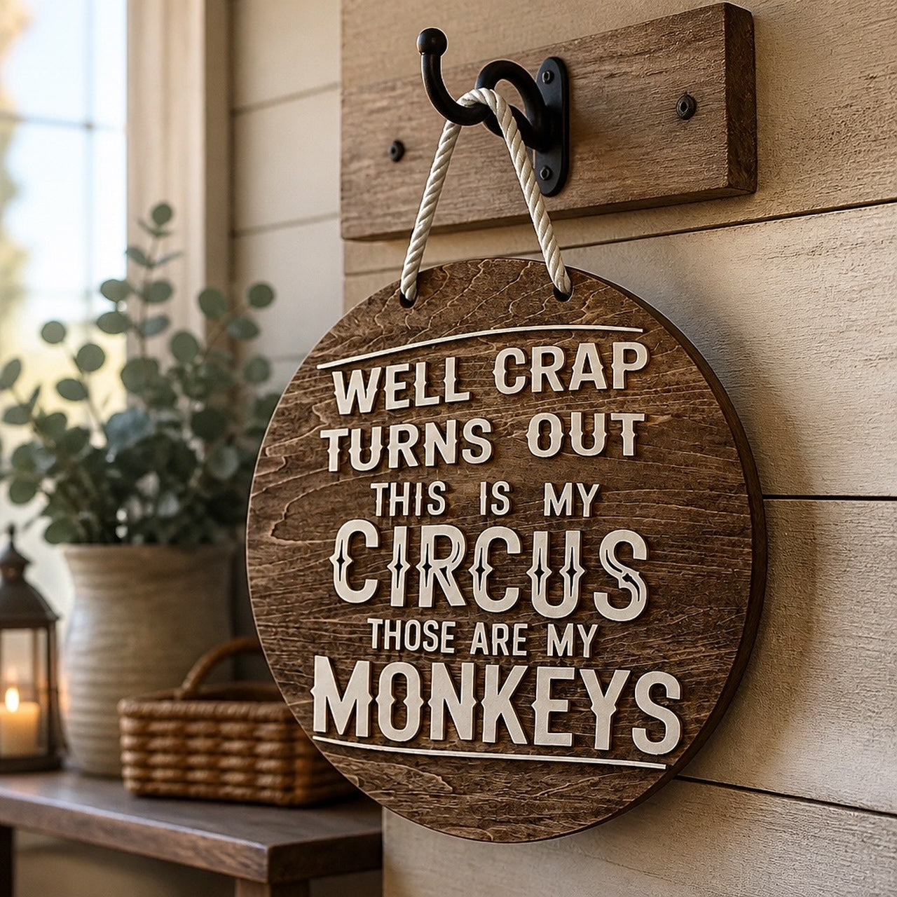 'Well Crap, Turns Out This Is My Circus, Those Are My Monkeys' Door Sign