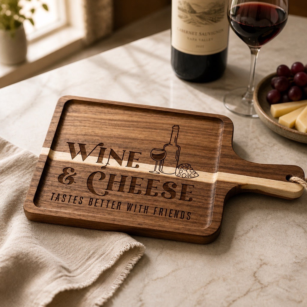 'Wine & Cheese Tastes Better With Friends' Charcuterie Board