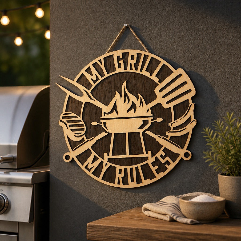 'My Grill, My Rules' Wall Plaque