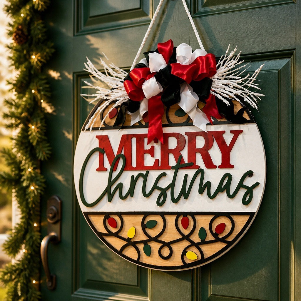 Traditional 'Merry Christmas' Door Sign