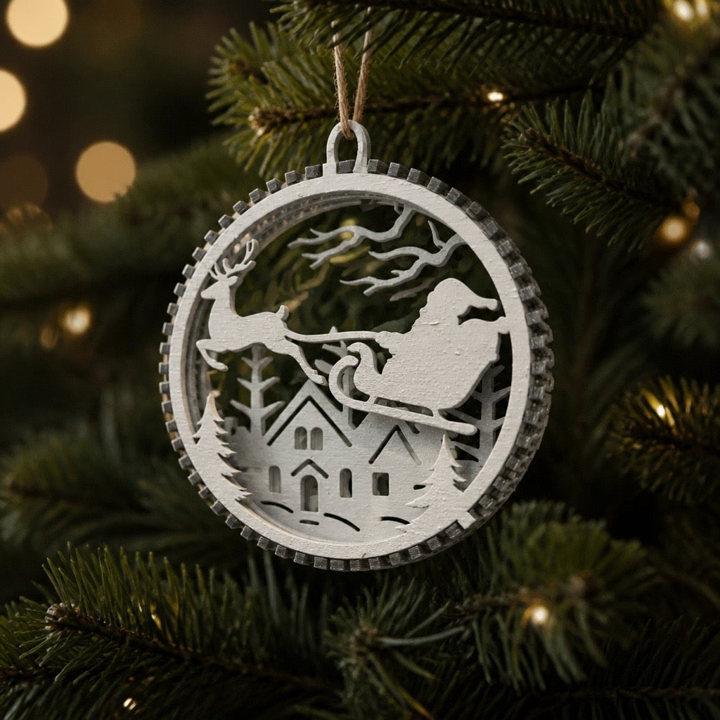3D Handcrafted Wood Christmas Ornaments
