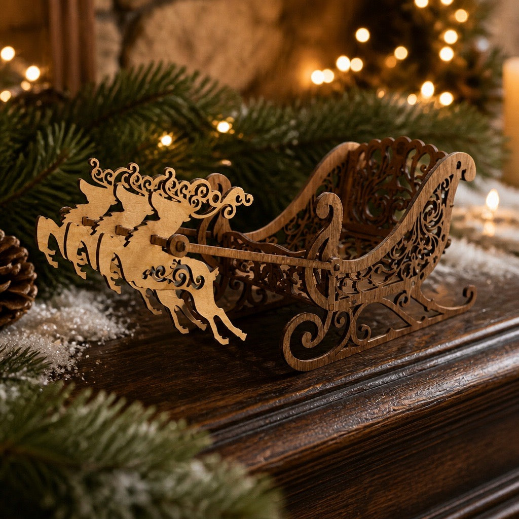 Reindeer Drawn Candy Dish Sleigh