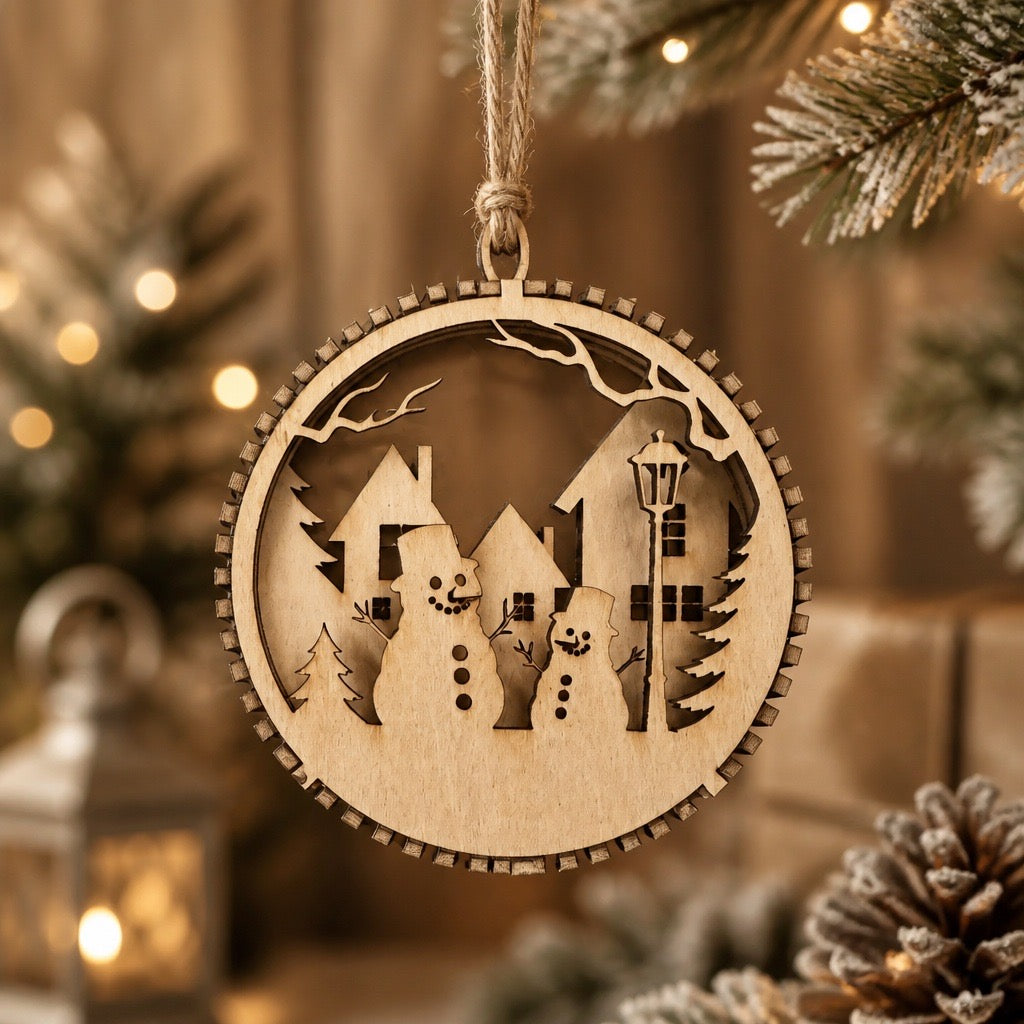 3D Handcrafted Wood Christmas Ornaments