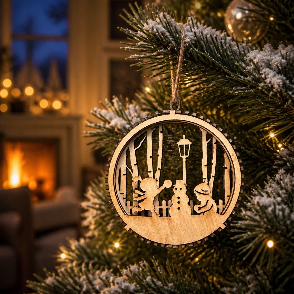 3D Handcrafted Wood Christmas Ornaments