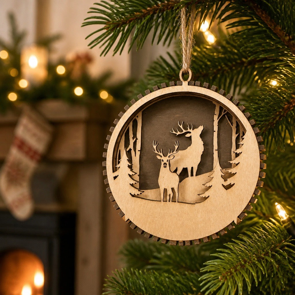 3D Handcrafted Wood Christmas Ornaments